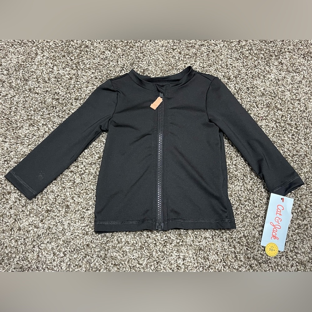 Cat & Jack Black Kids Swim Rashguard